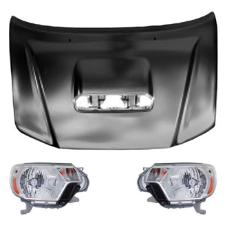 Replace® - 3-Piece Kit (Driver and Passenger Side Headlights, Hood Panel) (CAPA Certified)