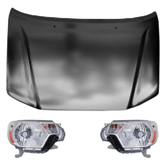 Replace® - 3-Piece Kit (Driver and Passenger Side Headlights, Hood Panel) (CAPA Certified)