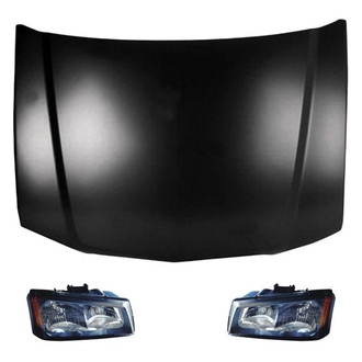 Replace® - 3-Piece Kit (Driver and Passenger Side Headlights, Hood Panel) (CAPA Certified)