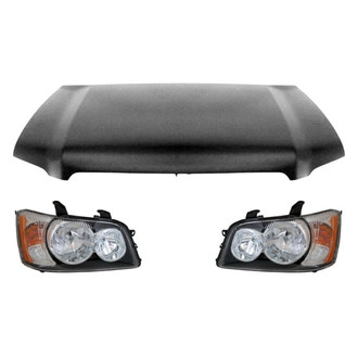 Replace® - 3-Piece Kit (Driver and Passenger Side Headlights, Hood Panel) (CAPA Certified)