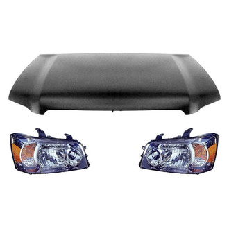 Replace® - 3-Piece Kit (Driver and Passenger Side Headlights, Hood Panel) (CAPA Certified)