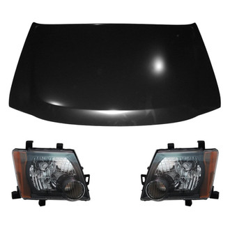 Replace® - 3-Piece Kit (Driver and Passenger Side Headlights, Hood Panel) (CAPA Certified)