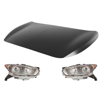 Replace® - 3-Piece Kit (Driver and Passenger Side Headlights, Hood Panel) (CAPA Certified)