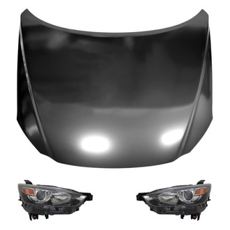Replace® - 3-Piece Kit (Driver and Passenger Side Headlights, Hood Panel) (CAPA Certified)