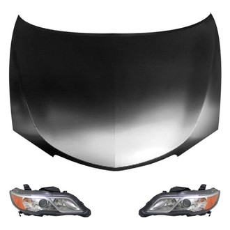 Replace® - 3-Piece Kit (Driver and Passenger Side Headlights, Hood Panel) (CAPA Certified)
