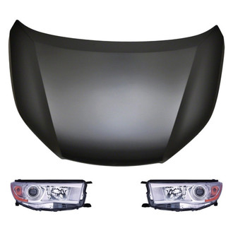 Replace® - 3-Piece Kit (Driver and Passenger Side Headlights, Hood Panel) (CAPA Certified)