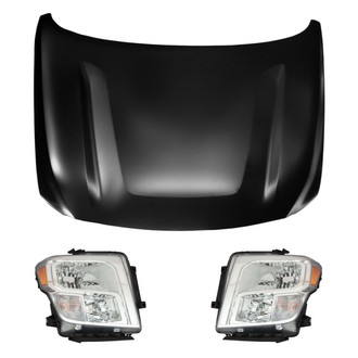 Replace® - 3-Piece Kit (Driver and Passenger Side Headlights, Hood Panel) (CAPA Certified)