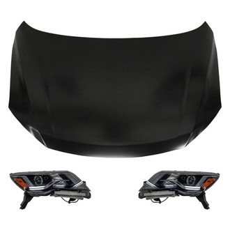 Replace® - 3-Piece Kit (Driver and Passenger Side Headlights, Hood Panel) (CAPA Certified)