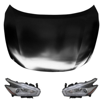 Replace® - 3-Piece Kit (Driver and Passenger Side Headlights, Hood Panel) (CAPA Certified)