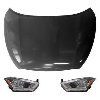 Replace® - 3-Piece Kit (Driver and Passenger Side Headlights, Hood Panel) (CAPA Certified)