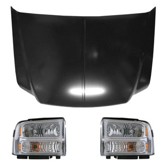 Replace® - 3-Piece Kit (Driver and Passenger Side Headlights, Hood Panel) (CAPA Certified)