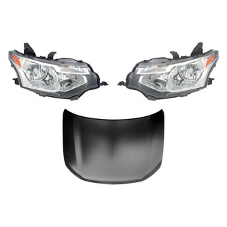 Replace® - 3-Piece Kit (Driver and Passenger Side Headlights, Hood Panel) (CAPA Certified)
