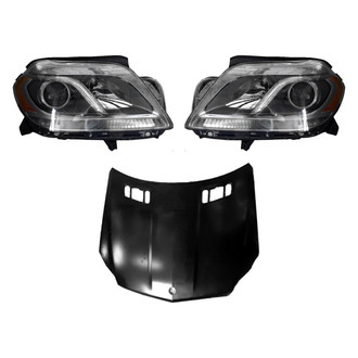 Replace® BNDL-215295 - 3-Piece Kit (Driver and Passenger Side Headlights, Hood Panel) (CAPA Certified)