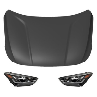 Replace® - 3-Piece Kit (Driver and Passenger Side Headlights, Hood Panel) (CAPA Certified)