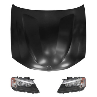 Replace® - 3-Piece Kit (Driver and Passenger Side Headlights, Hood Panel)