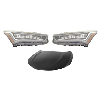Replace® - 3-Piece Kit (Driver and Passenger Side Headlights, Hood Panel) (CAPA Certified)