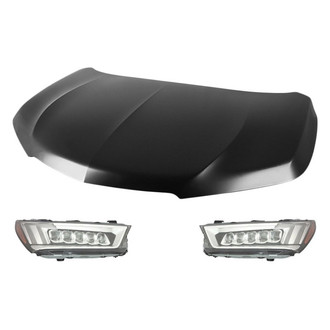 Replace® - 3-Piece Kit (Driver and Passenger Side Headlights, Hood Panel) (CAPA Certified)