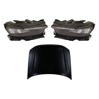 Replace® - 3-Piece Kit (Driver and Passenger Side Headlights, Hood Panel) (CAPA Certified)