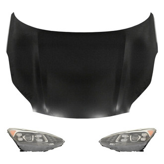 Replace® - 3-Piece Kit (Driver and Passenger Side Headlights, Hood Panel) (CAPA Certified)