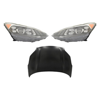 Replace® - 3-Piece Kit (Driver and Passenger Side Headlights, Hood Panel) (CAPA Certified)