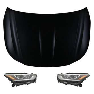 Replace® - 3-Piece Kit (Driver and Passenger Side Headlights, Hood Panel) (CAPA Certified)