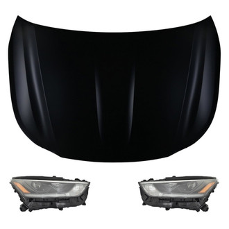 Replace® - 3-Piece Kit (Driver and Passenger Side Headlights, Hood Panel) (CAPA Certified)