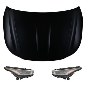 Replace® - 3-Piece Kit (Driver and Passenger Side Headlights, Hood Panel) (CAPA Certified)