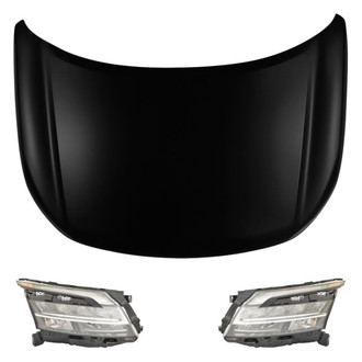 Replace® - 3-Piece Kit (Driver and Passenger Side Headlights, Hood Panel) (CAPA Certified)