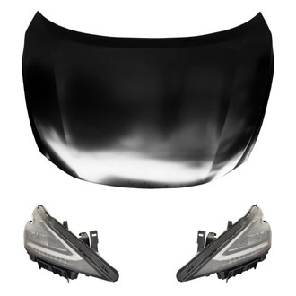 Replace® - 3-Piece Kit (Driver and Passenger Side Headlights, Hood Panel) (CAPA Certified)