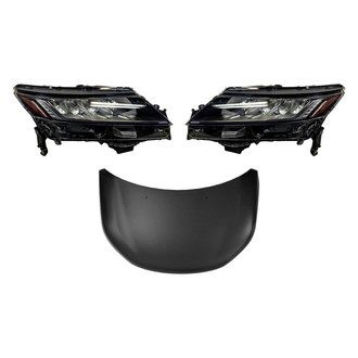 Replace® - 3-Piece Kit (Driver and Passenger Side Headlights, Hood Panel) (CAPA Certified)