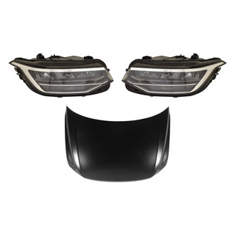 Replace® - 3-Piece Kit (Driver and Passenger Side Headlights, Hood Panel) (CAPA Certified)