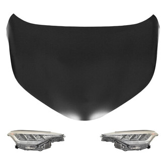 Replace® - 3-Piece Kit (Driver and Passenger Side Headlights, Hood Panel) (CAPA Certified)