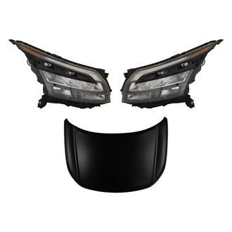 Replace® - 3-Piece Kit (Driver and Passenger Side Headlights, Hood Panel) (CAPA Certified)