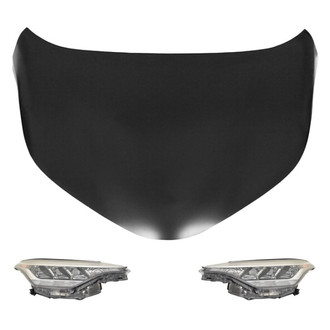 Replace® - 3-Piece Kit (Driver and Passenger Side Headlights, Hood Panel) (CAPA Certified)