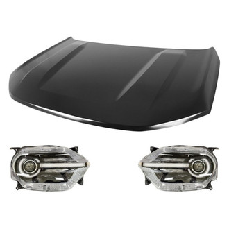 Replace® - 3-Piece Kit (Driver and Passenger Side Headlights, Hood Panel) (CAPA Certified)