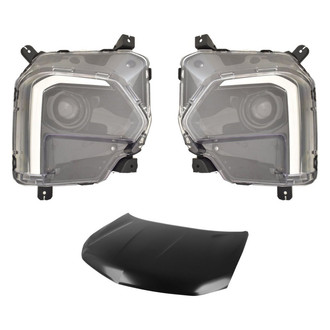 Replace® - 3-Piece Kit (Driver and Passenger Side Headlights, Hood Panel) (CAPA Certified)