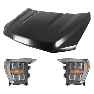 Replace® - 3-Piece Kit (Driver and Passenger Side Headlights, Hood Panel) (CAPA Certified)