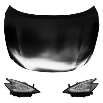 Replace® - 3-Piece Kit (Driver and Passenger Side Headlights, Hood Panel) (CAPA Certified)