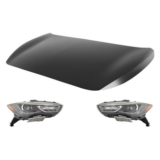 Replace® - 3-Piece Kit (Driver and Passenger Side Headlights, Hood Panel) (CAPA Certified)