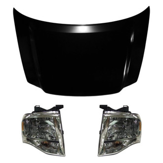 Replace® - 3-Piece Kit (Driver and Passenger Side Headlights, Hood Panel) (CAPA Certified)
