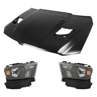 Replace® - 3-Piece Kit (Driver and Passenger Side Headlights, Hood Panel) (CAPA Certified)