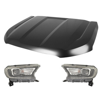 Replace® - 3-Piece Kit (Driver and Passenger Side Headlights, Hood Panel) (CAPA Certified)