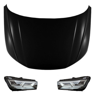 Replace® - 3-Piece Kit (Driver and Passenger Side Headlights, Hood Panel) (CAPA Certified)