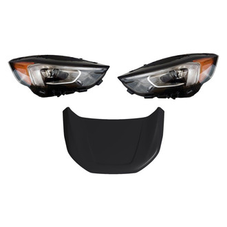 Replace® - 3-Piece Kit (Driver and Passenger Side Headlights, Hood Panel) (CAPA Certified)