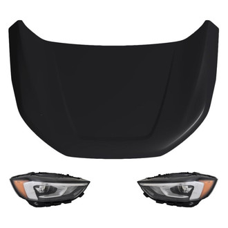 Replace® - 3-Piece Kit (Driver and Passenger Side Headlights, Hood Panel) (CAPA Certified)