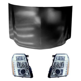 Replace® - 3-Piece Kit (Driver and Passenger Side Headlights, Hood Panel) (CAPA Certified)