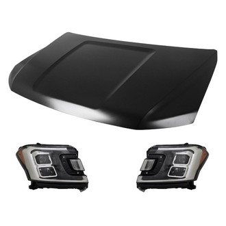 Replace® - 3-Piece Kit (Driver and Passenger Side Headlights, Hood Panel) (CAPA Certified)