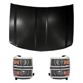 Replace® - 3-Piece Kit (Driver and Passenger Side Headlights, Hood Panel) (CAPA Certified)