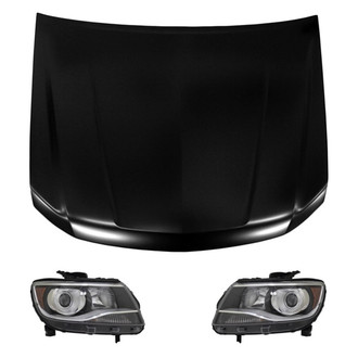 Replace® - 3-Piece Kit (Driver and Passenger Side Headlights, Hood Panel) (CAPA Certified)