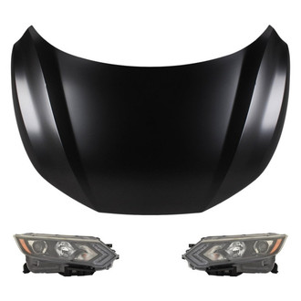 Replace® - 3-Piece Kit (Driver and Passenger Side Headlights, Hood Panel) (CAPA Certified)